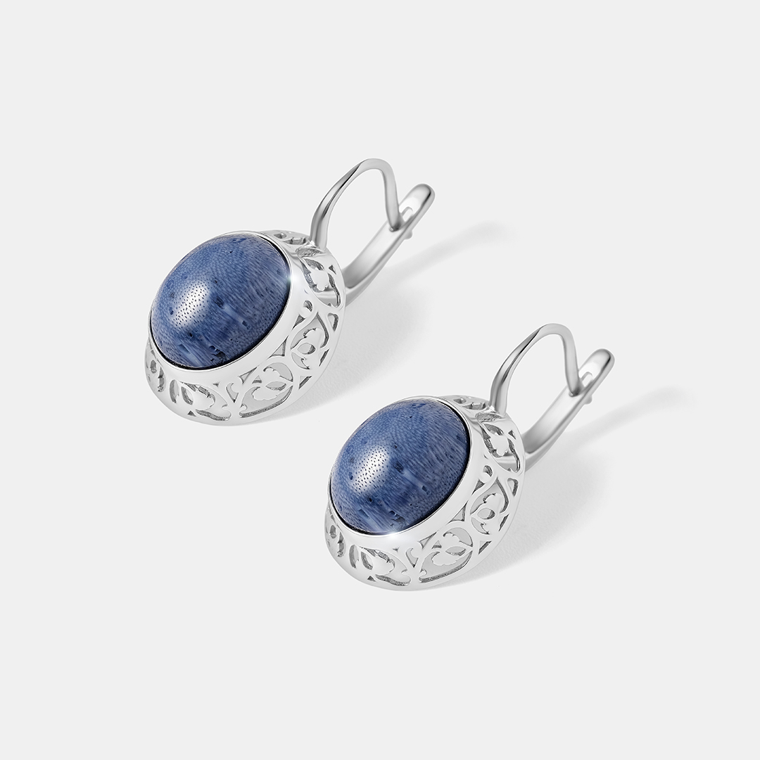 Серебряные серьги с кораллами Акори