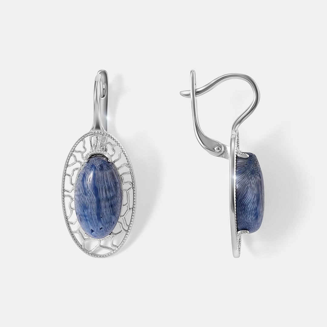 Серебряные серьги с кораллами Акори