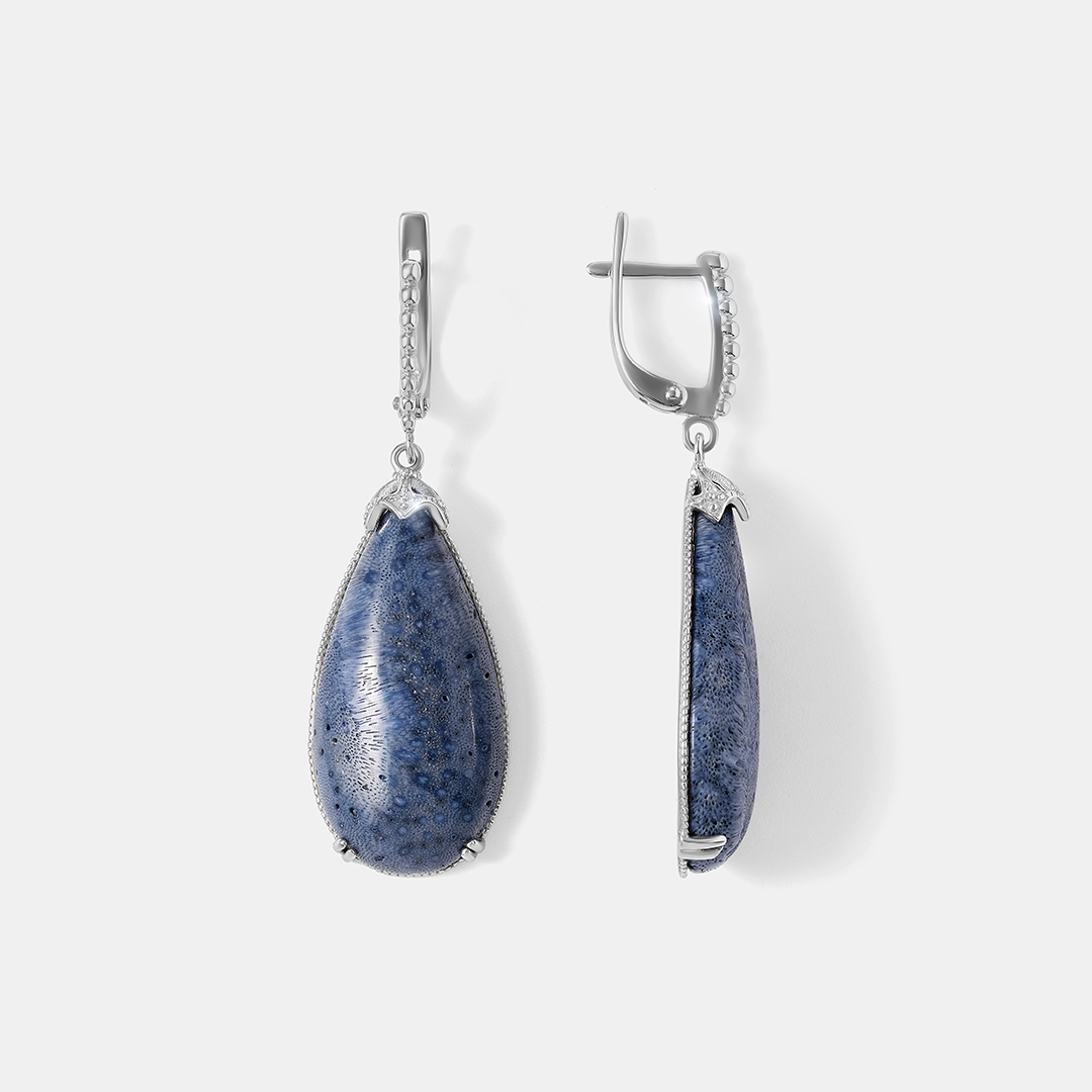 Серебряные серьги с кораллами Акори
