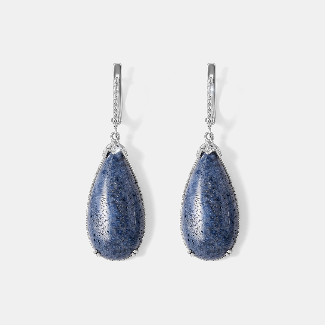 Серебряные серьги с кораллами Акори