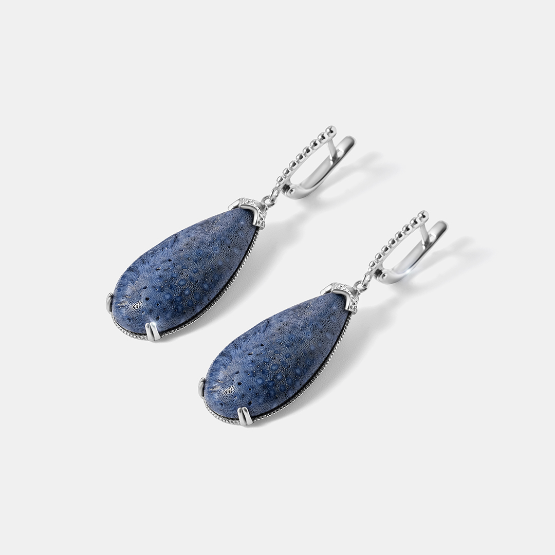 Серебряные серьги с кораллами Акори
