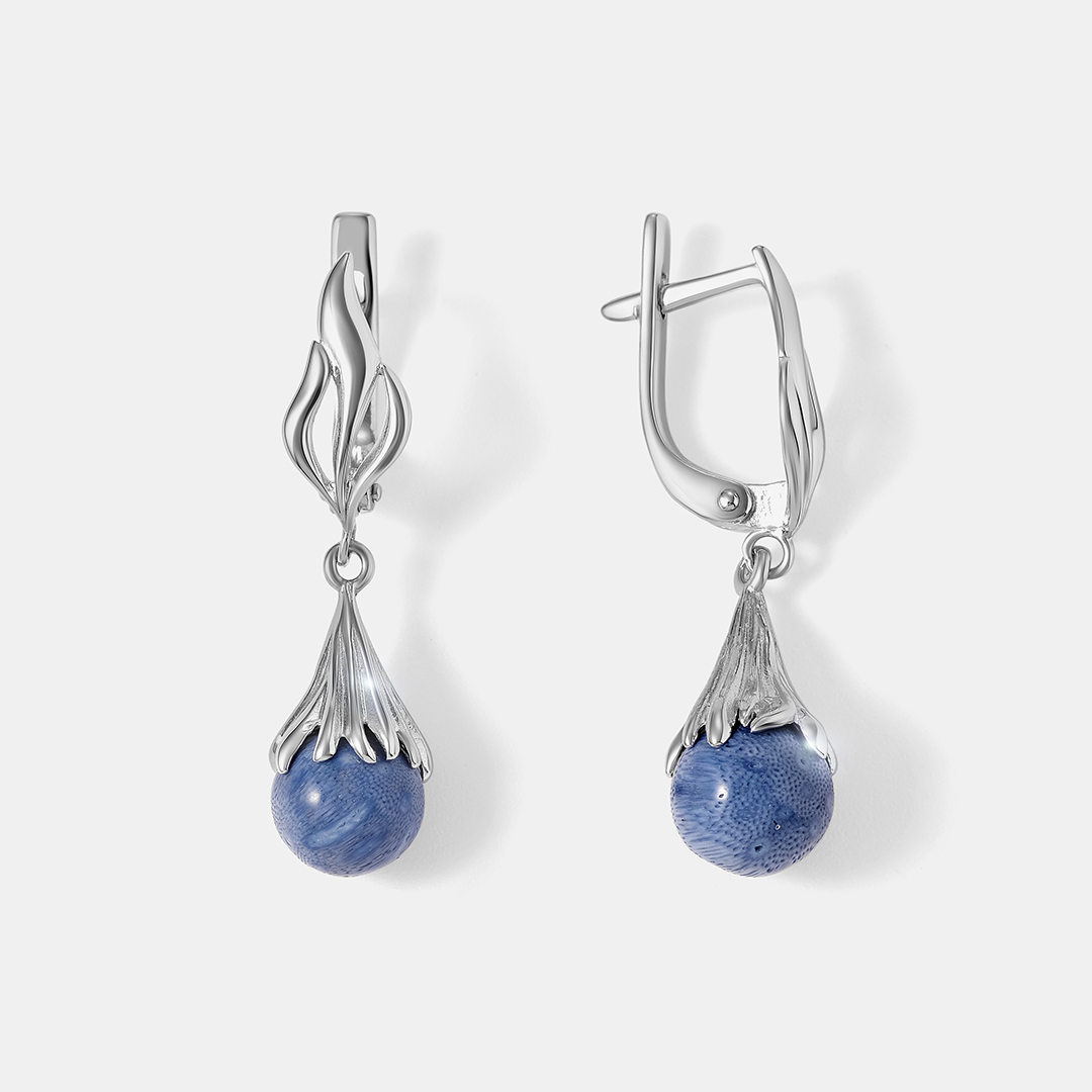 Серебряные серьги с кораллами Акори