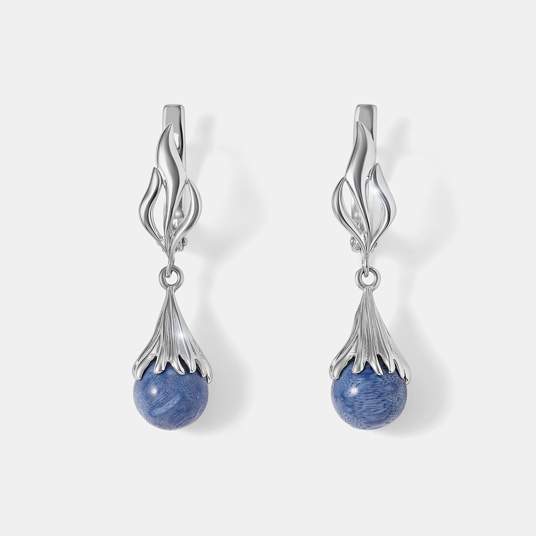 Серебряные серьги с кораллами Акори