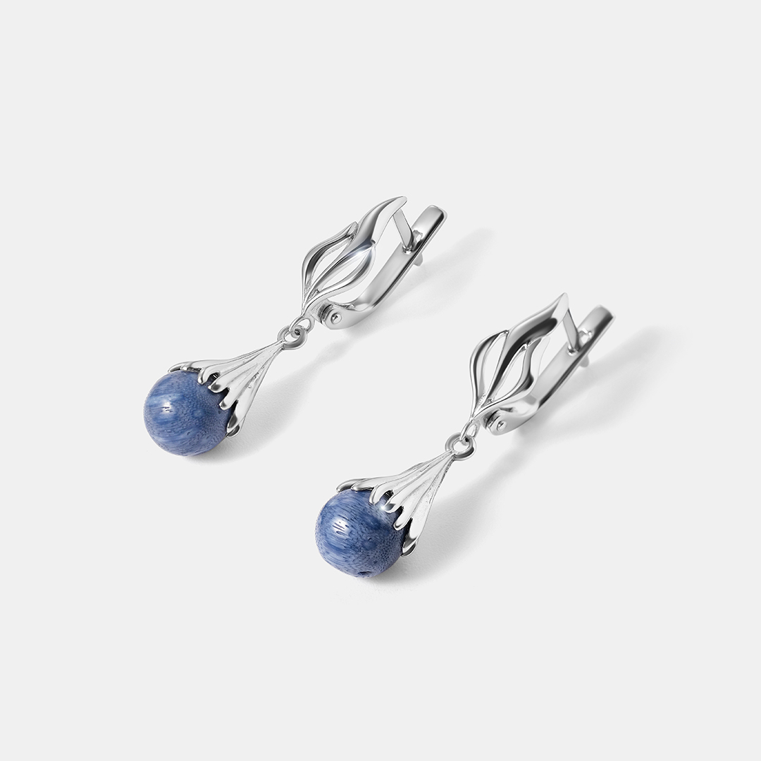 Серебряные серьги с кораллами Акори