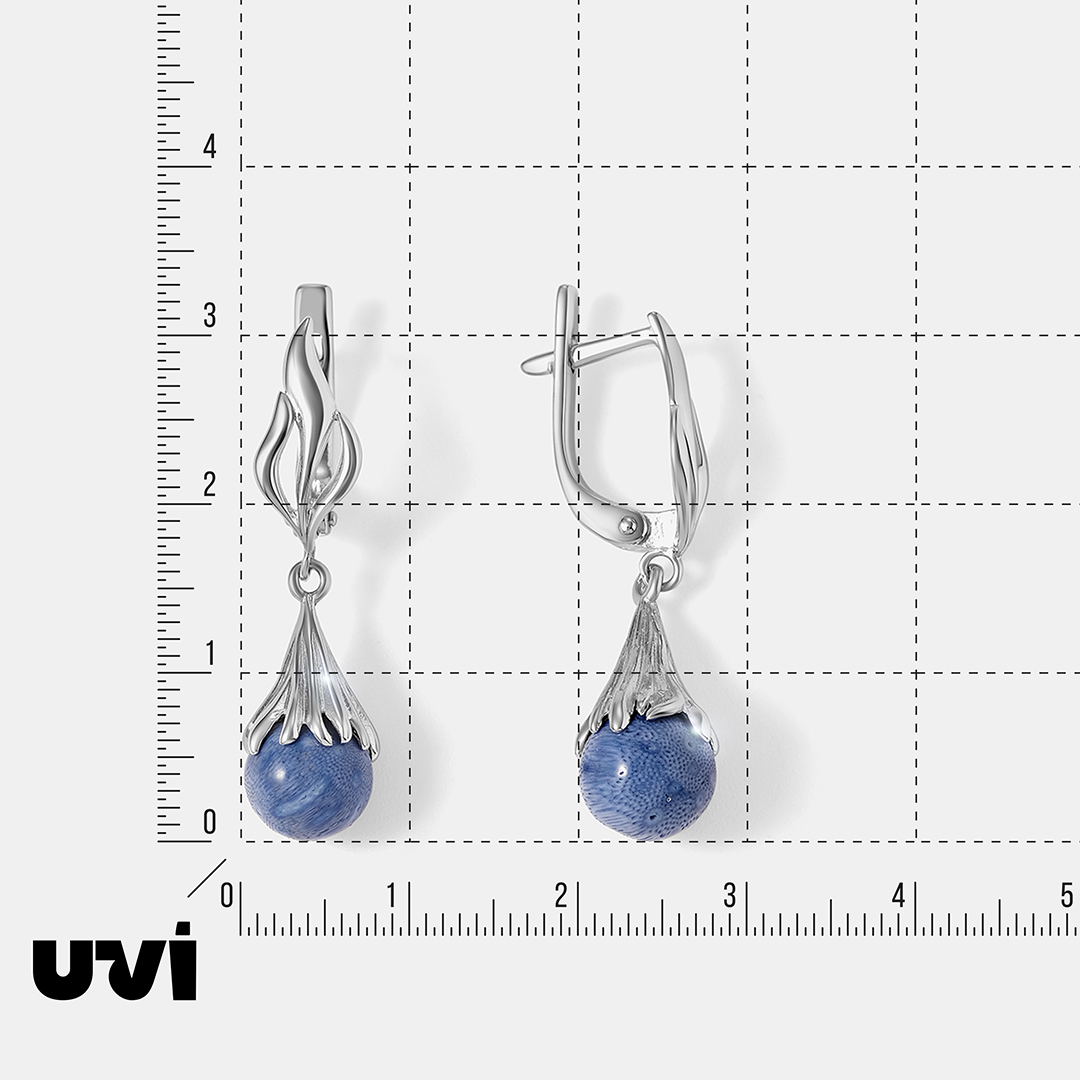 Серебряные серьги с кораллами Акори