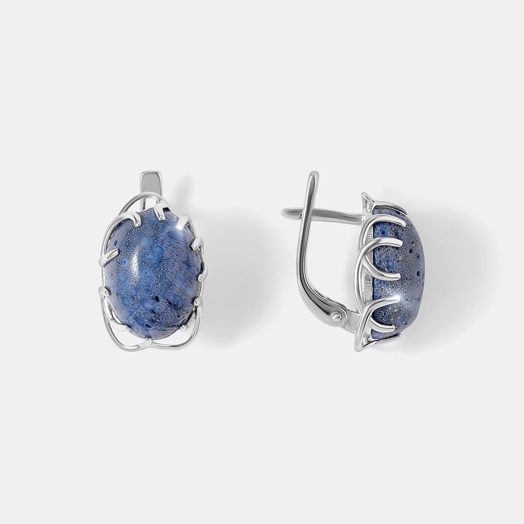 Серебряные серьги с кораллами Акори