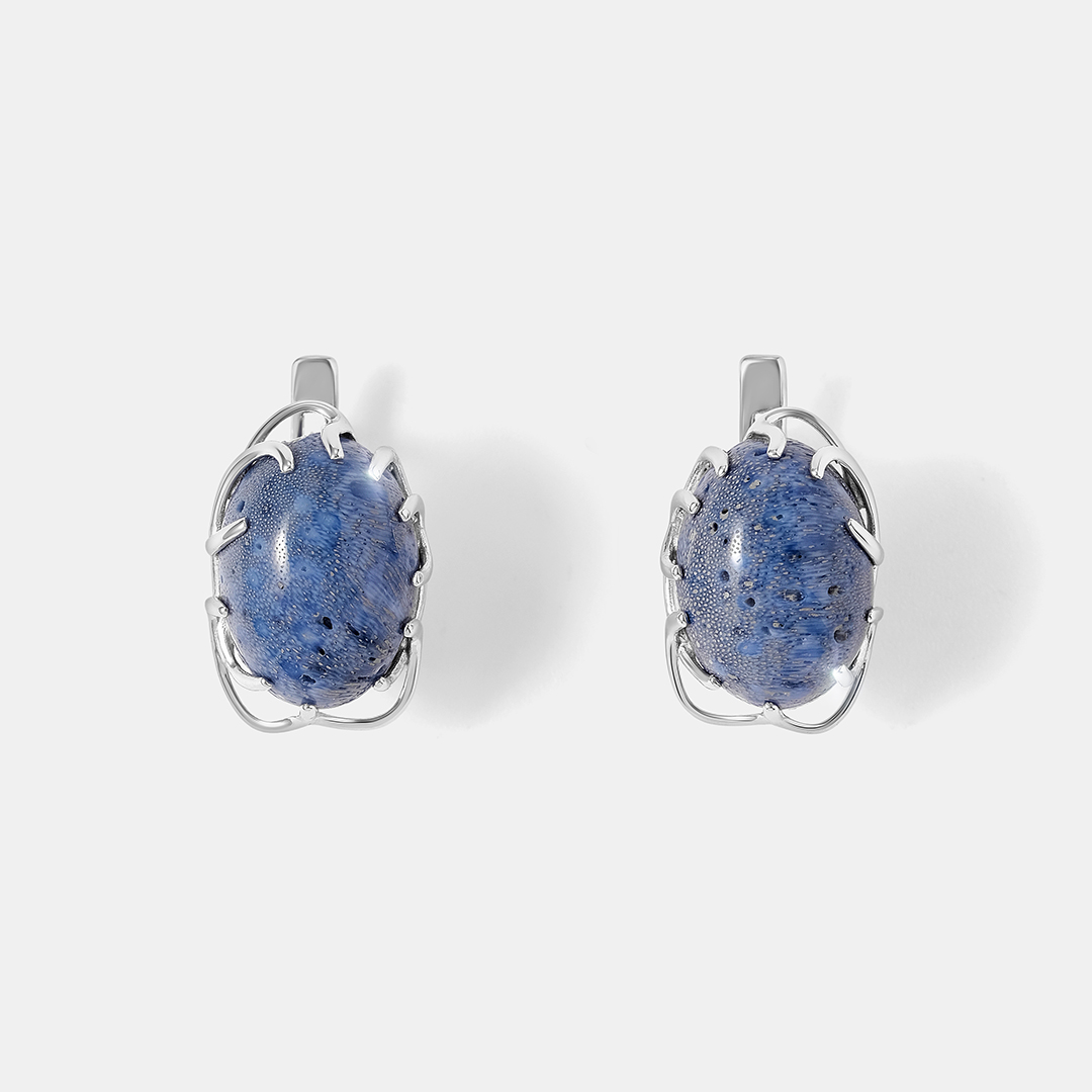 Серебряные серьги с кораллами Акори