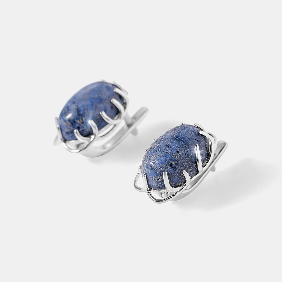 Серебряные серьги с кораллами Акори