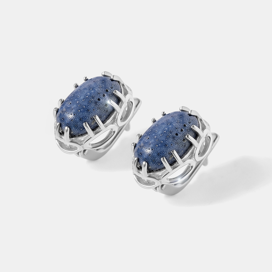 Серебряные серьги с кораллами Акори