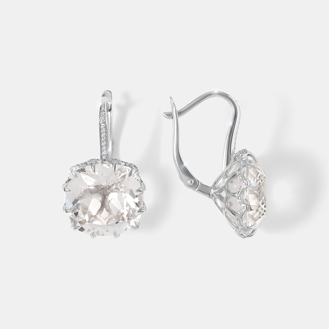 Серебряные серьги с горным хрусталем