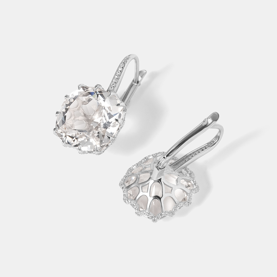 Серебряные серьги с горным хрусталем