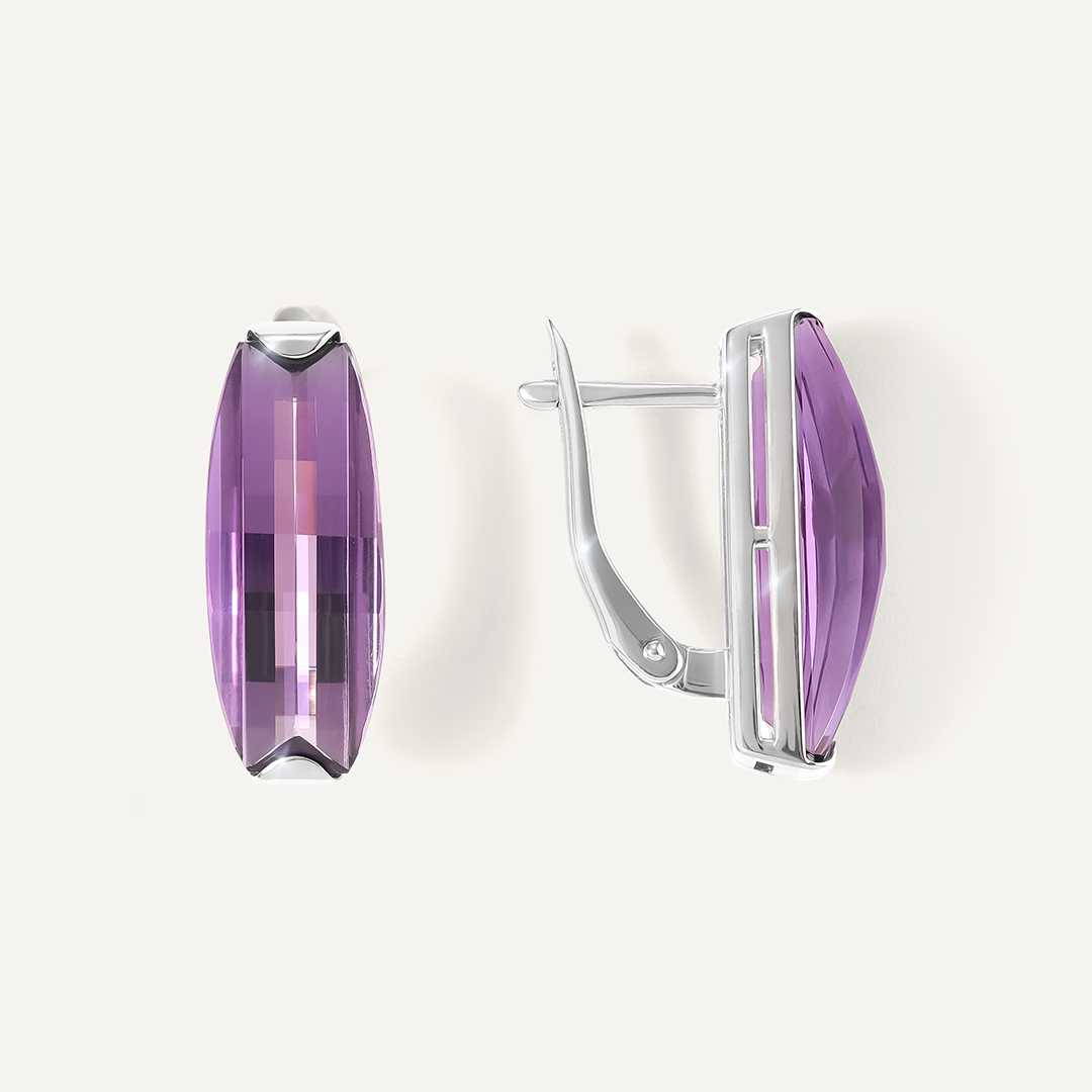 Серебряные серьги с аметистами