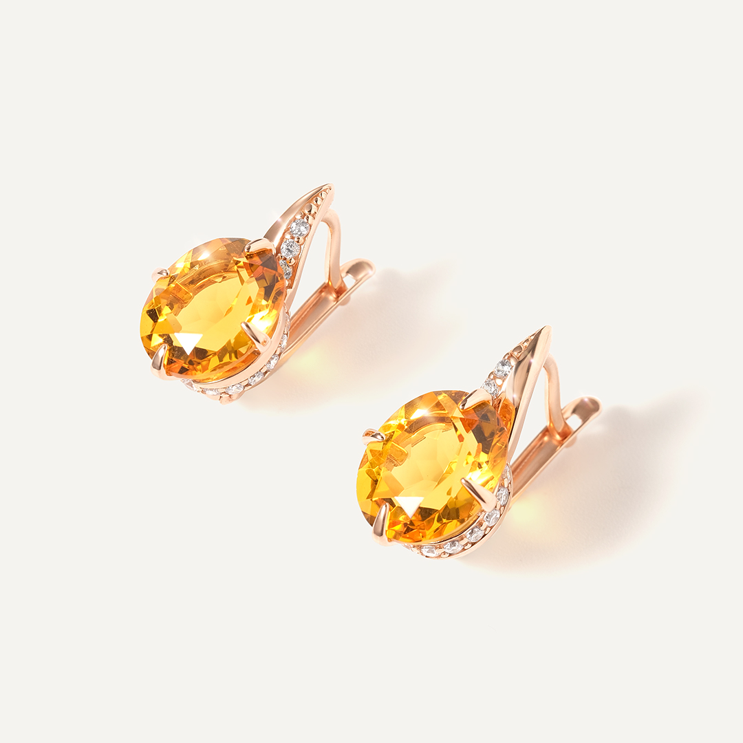 Серебряные серьги с цитринами