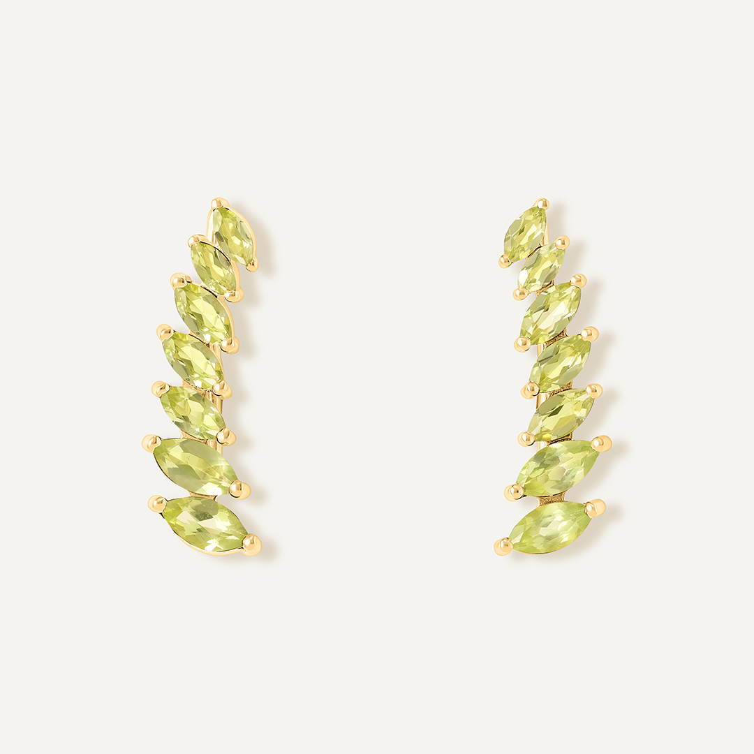 Серебряные серьги с хризолитами