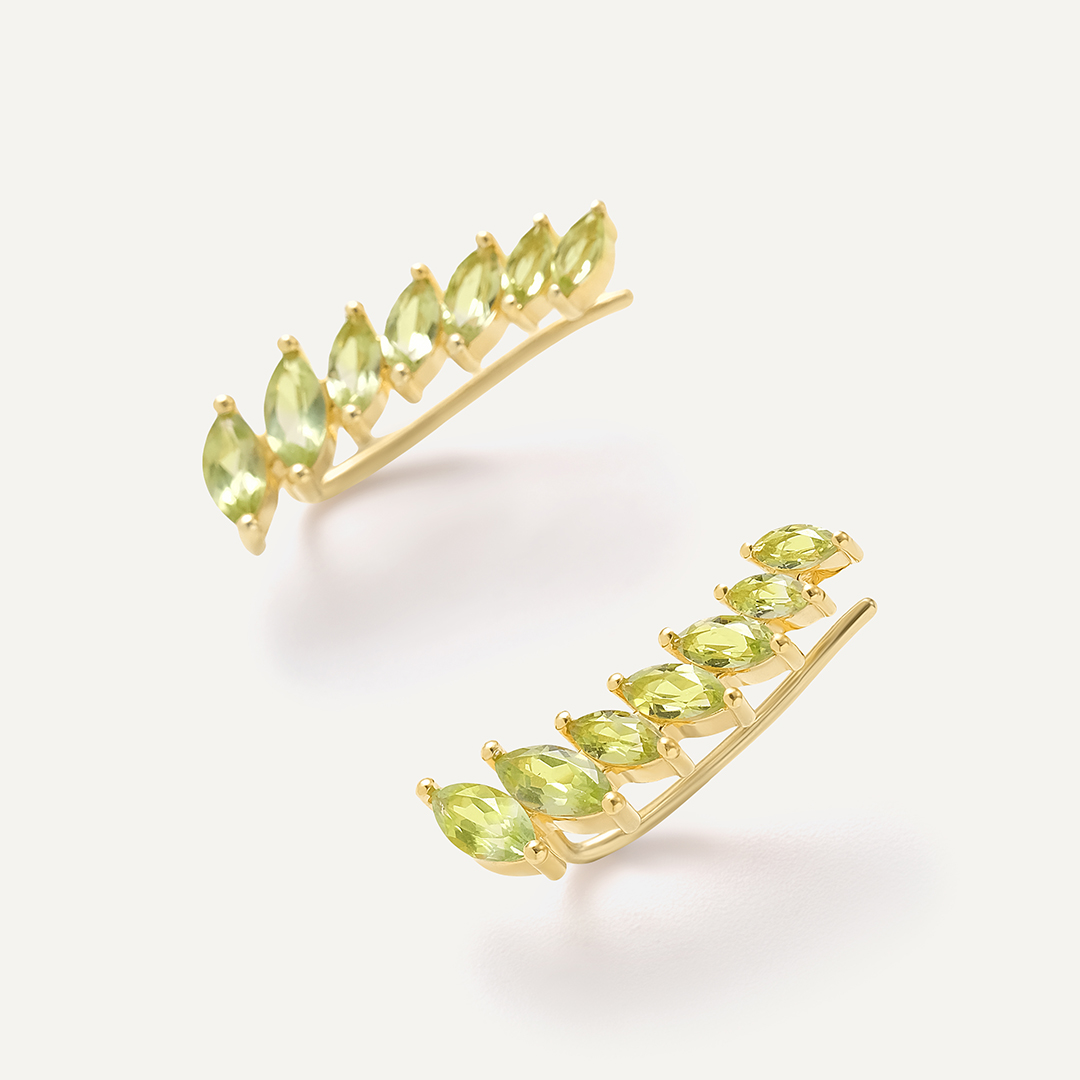 Серебряные серьги с хризолитами