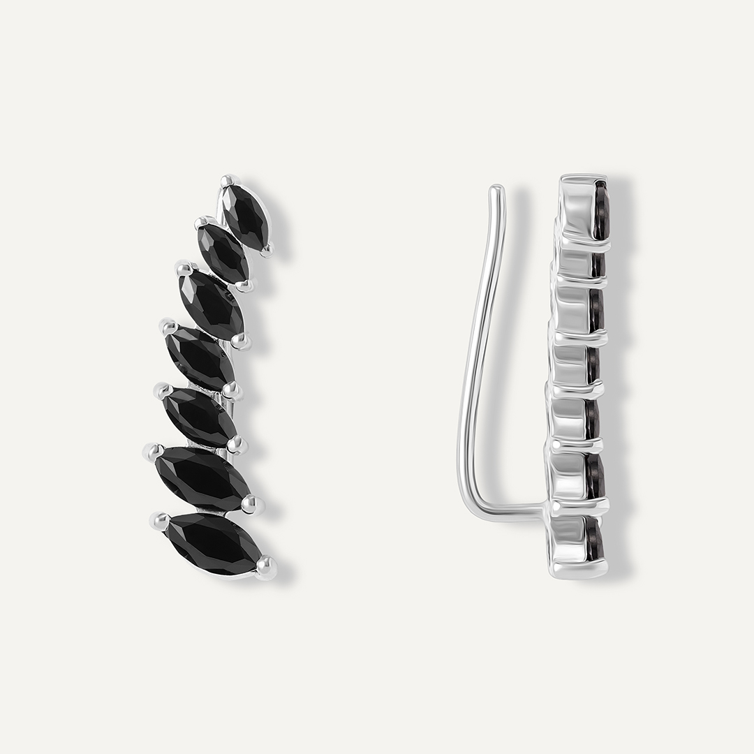 Серебряные серьги-каффы со шпинелью