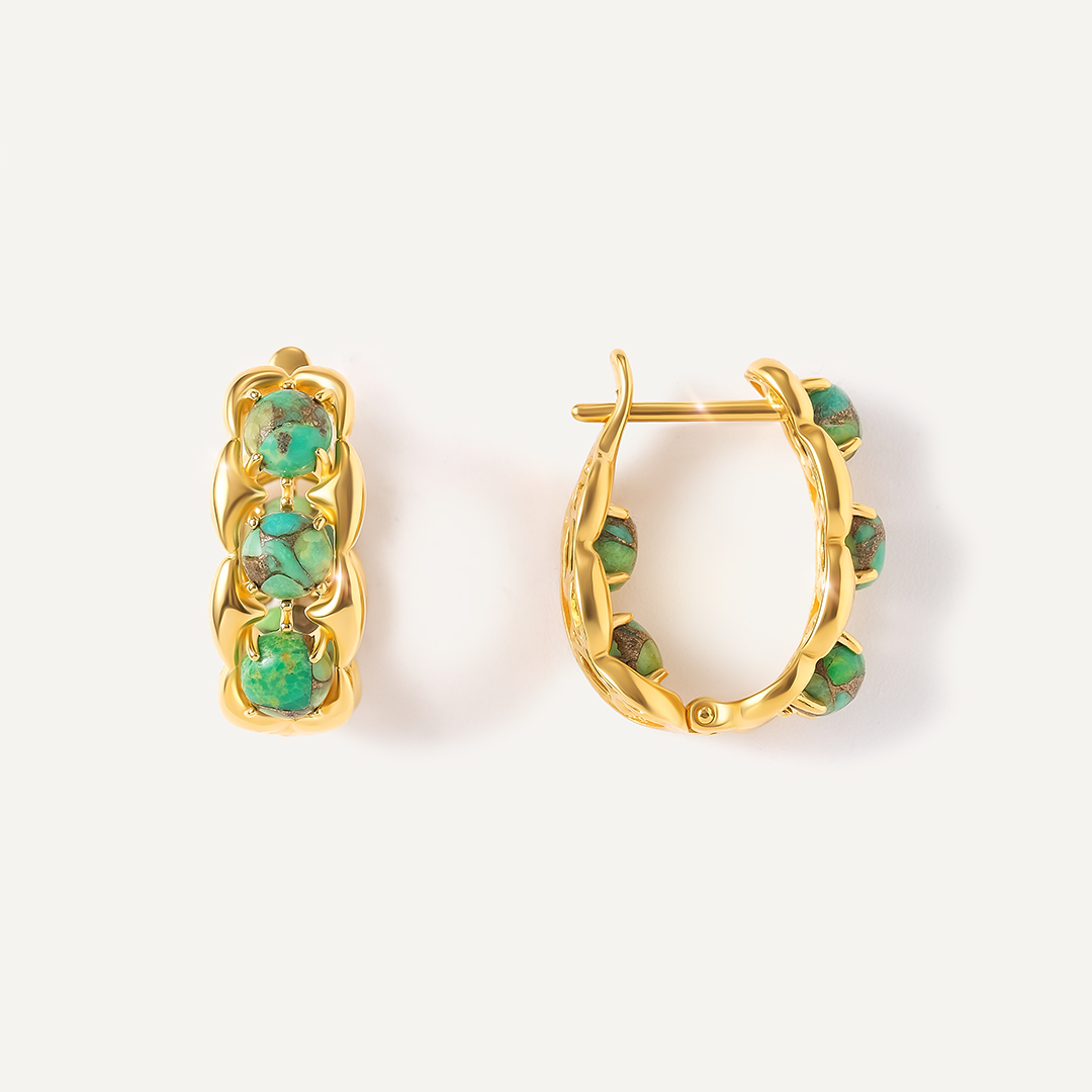 Серебряные серьги с зеленой бирюзой