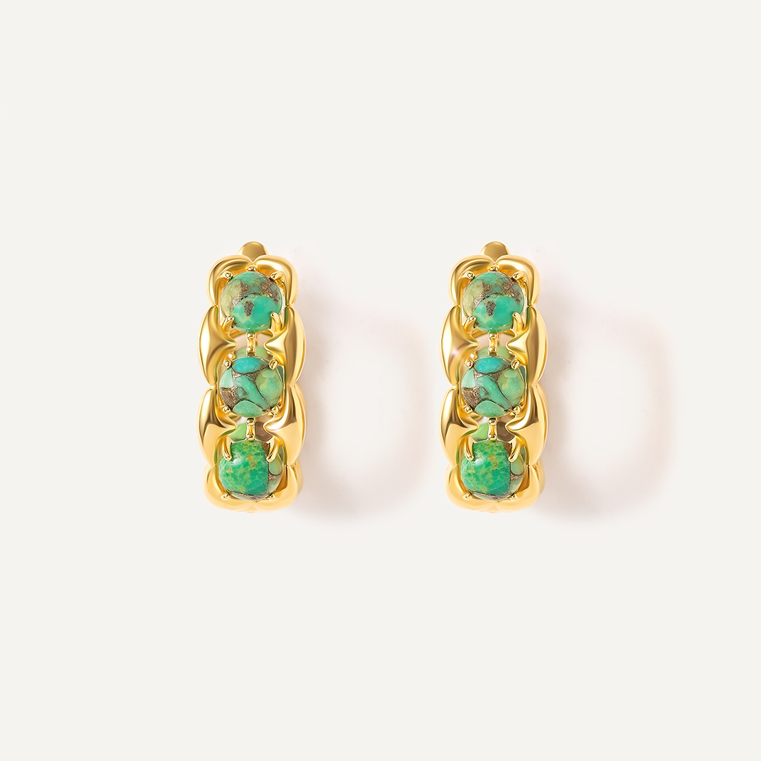 Серебряные серьги с зеленой бирюзой