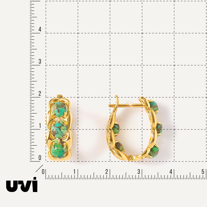 Серебряные серьги с зеленой бирюзой