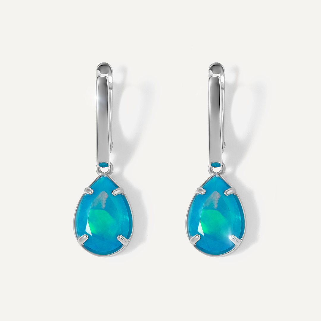 Серебряные серьги с голубыми опалами