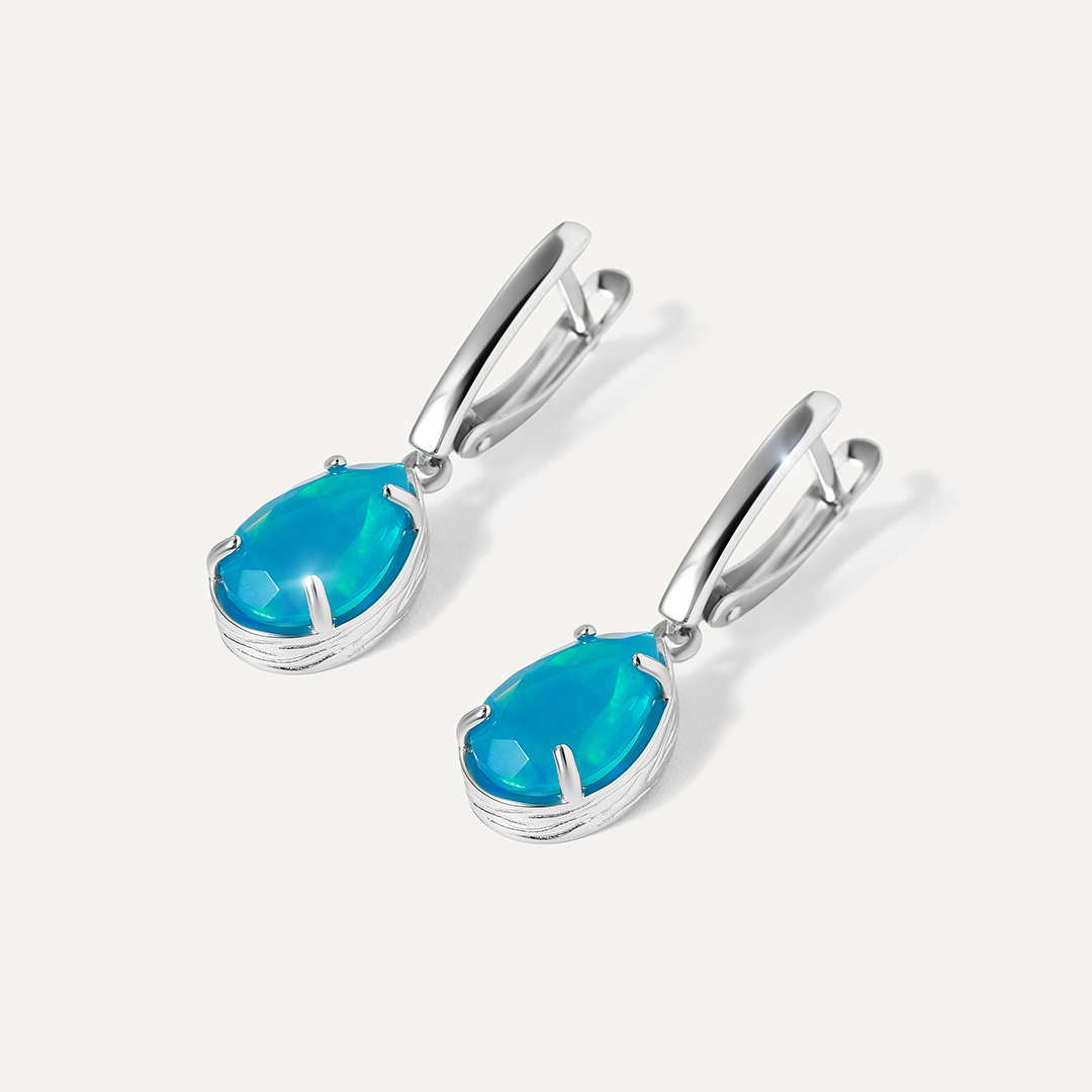 Серебряные серьги с голубыми опалами