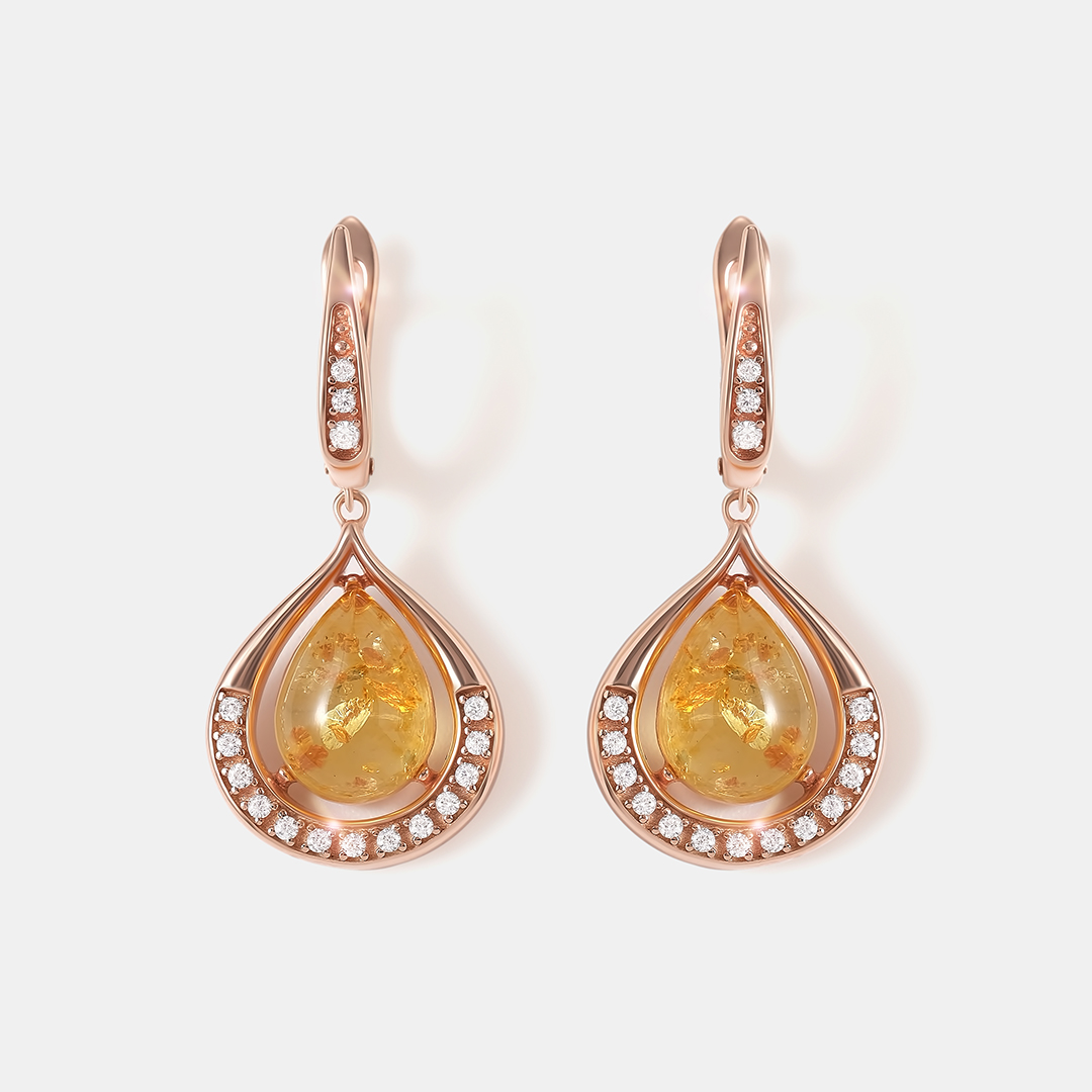 Серебряные серьги с янтарем