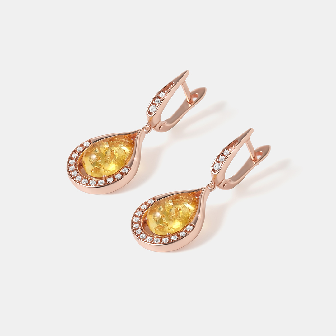 Серебряные серьги с янтарем