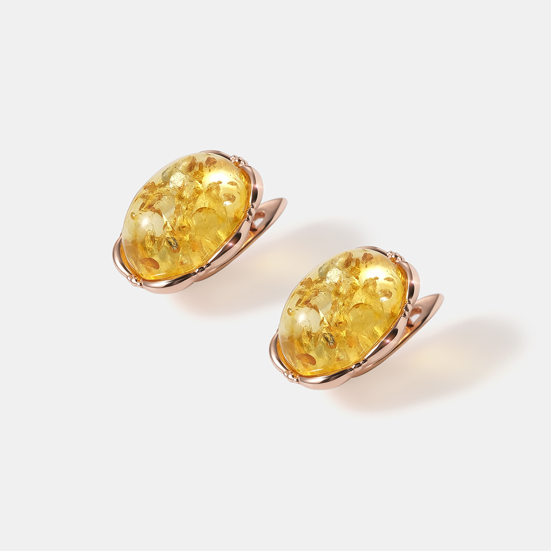 Серебряные серьги с янтарем