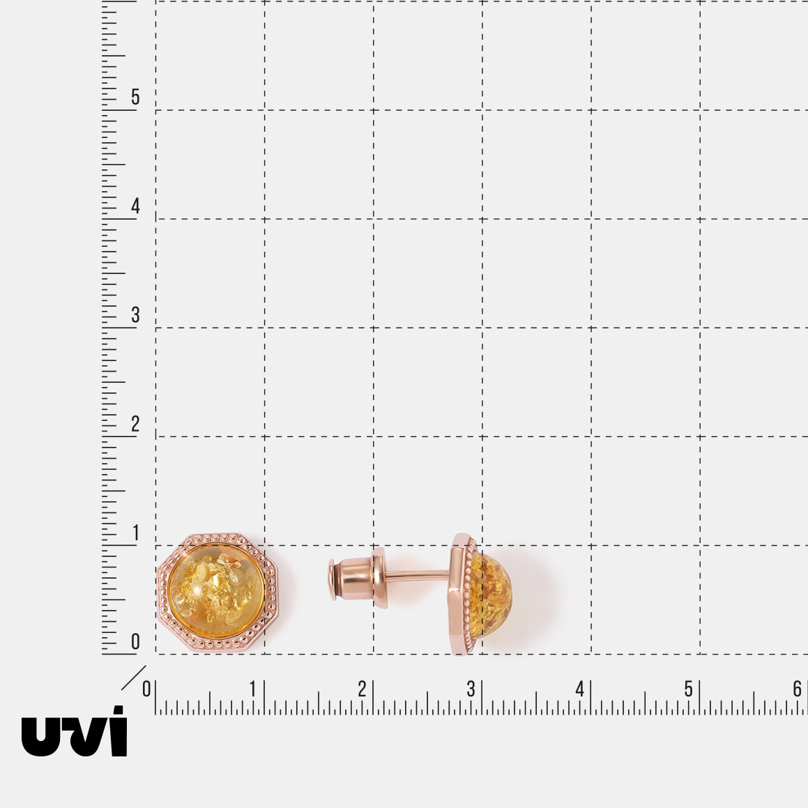 Серебряные серьги-пусеты с янтарем