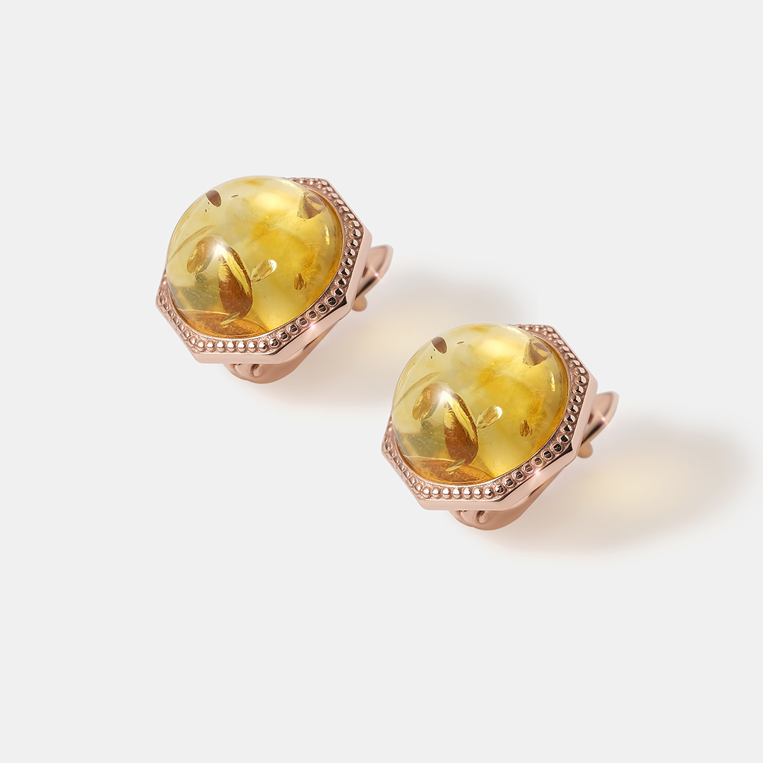 Серебряные серьги с янтарем