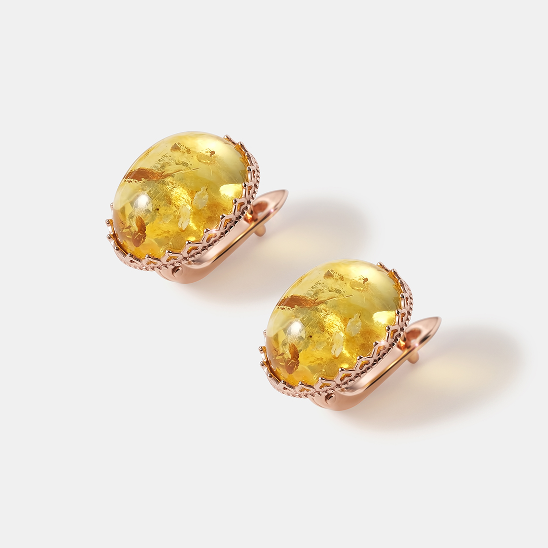 Серебряные серьги с янтарем