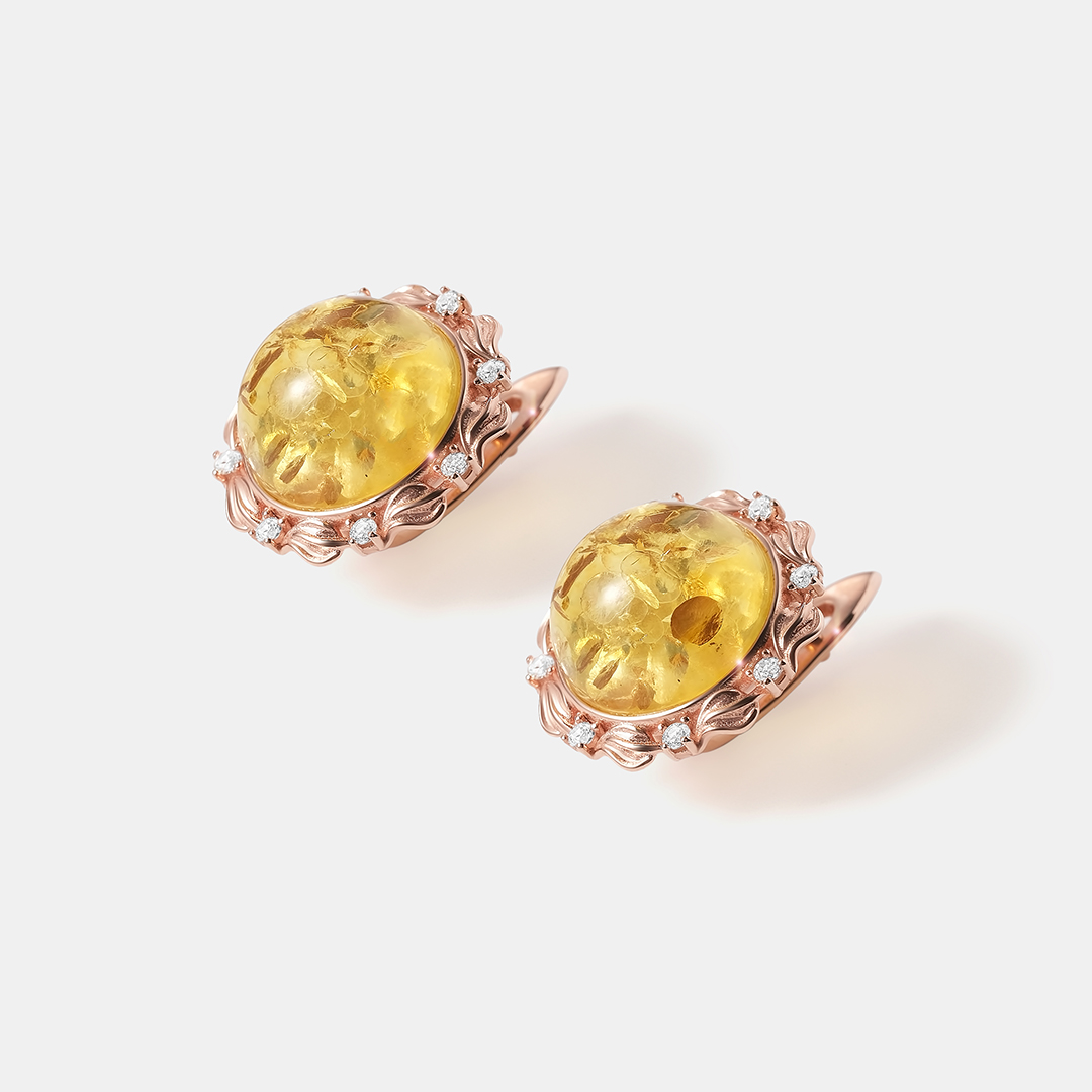 Серебряные серьги с янтарем