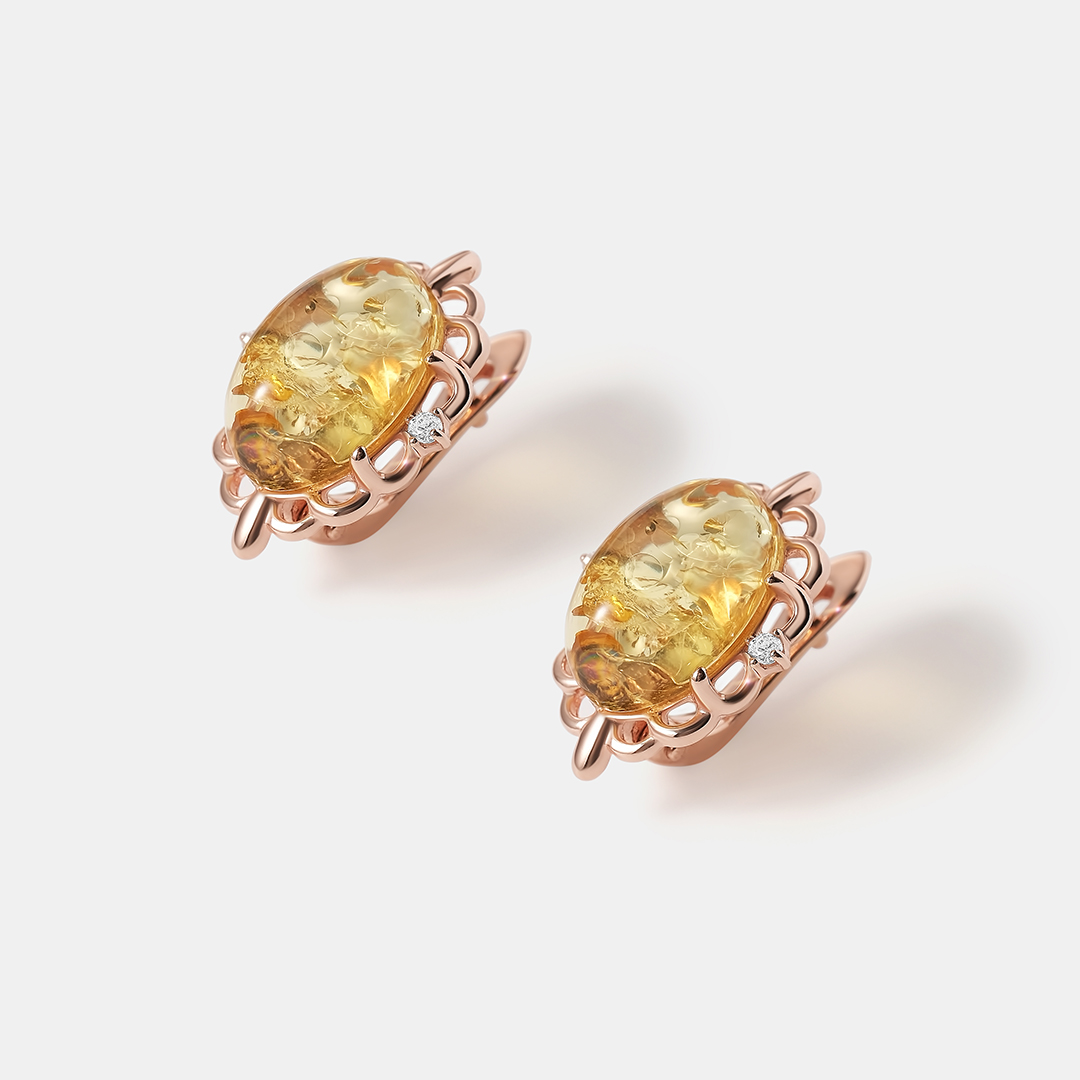 Серебряные серьги с янтарем