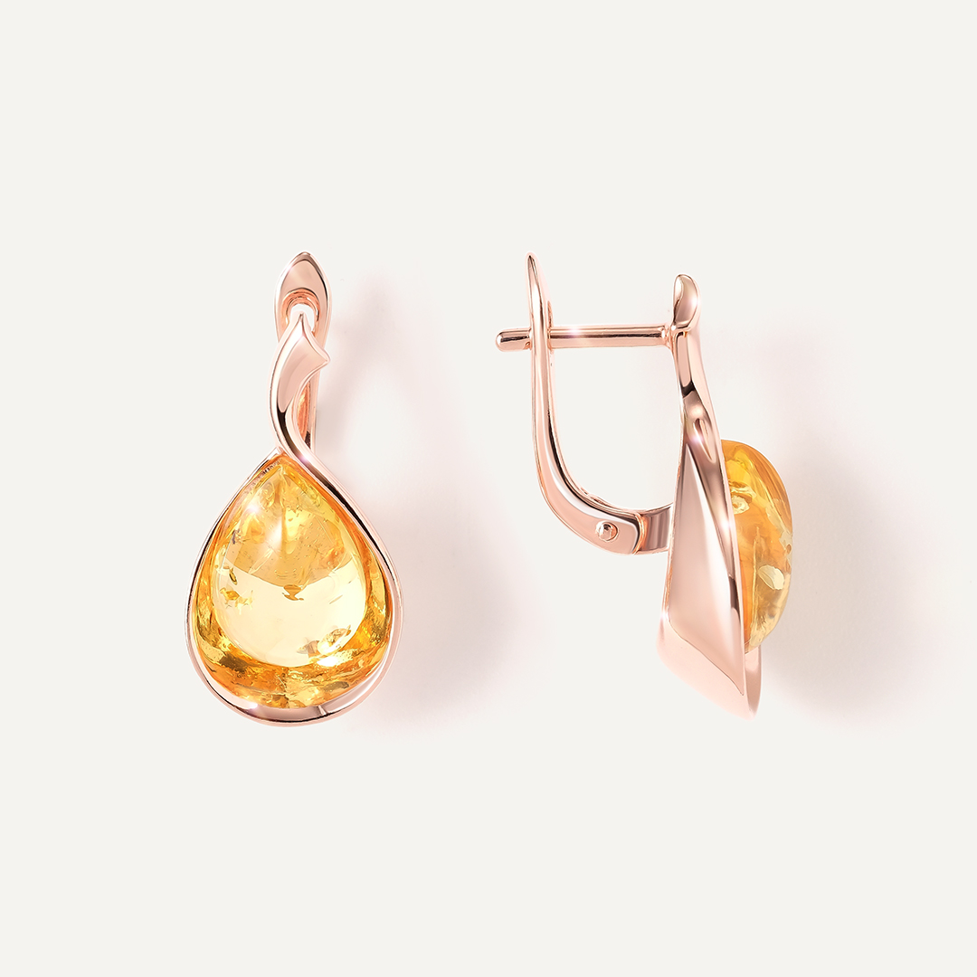 Серебряные серьги с янтарем