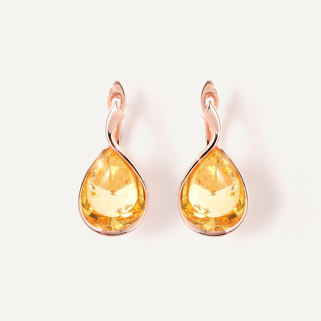 Серебряные серьги с янтарем