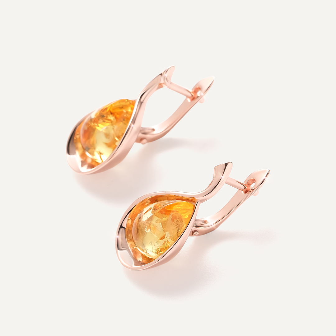 Серебряные серьги с янтарем