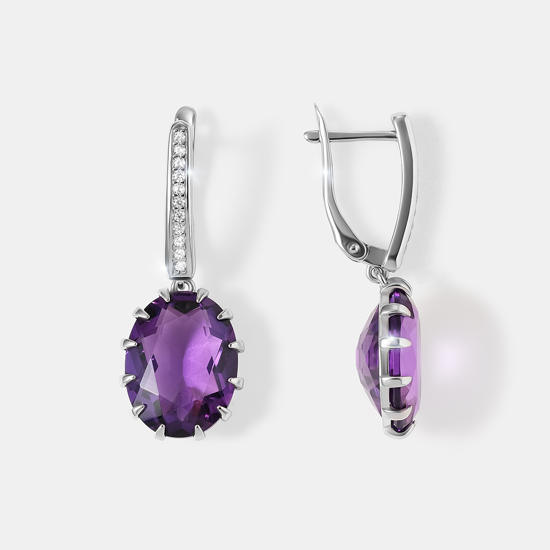 Серебряные серьги с аметистами