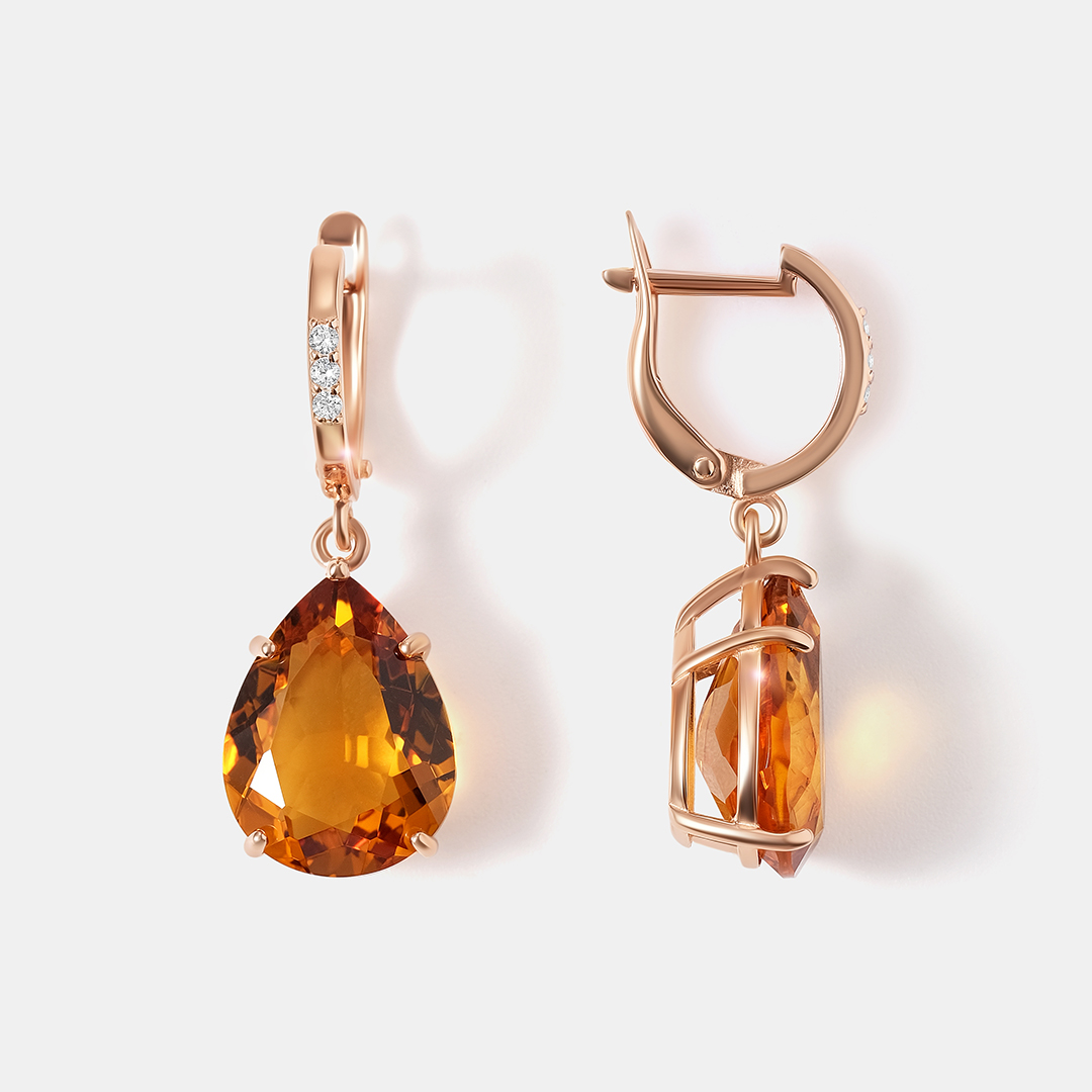 Серебряные серьги с цитринами