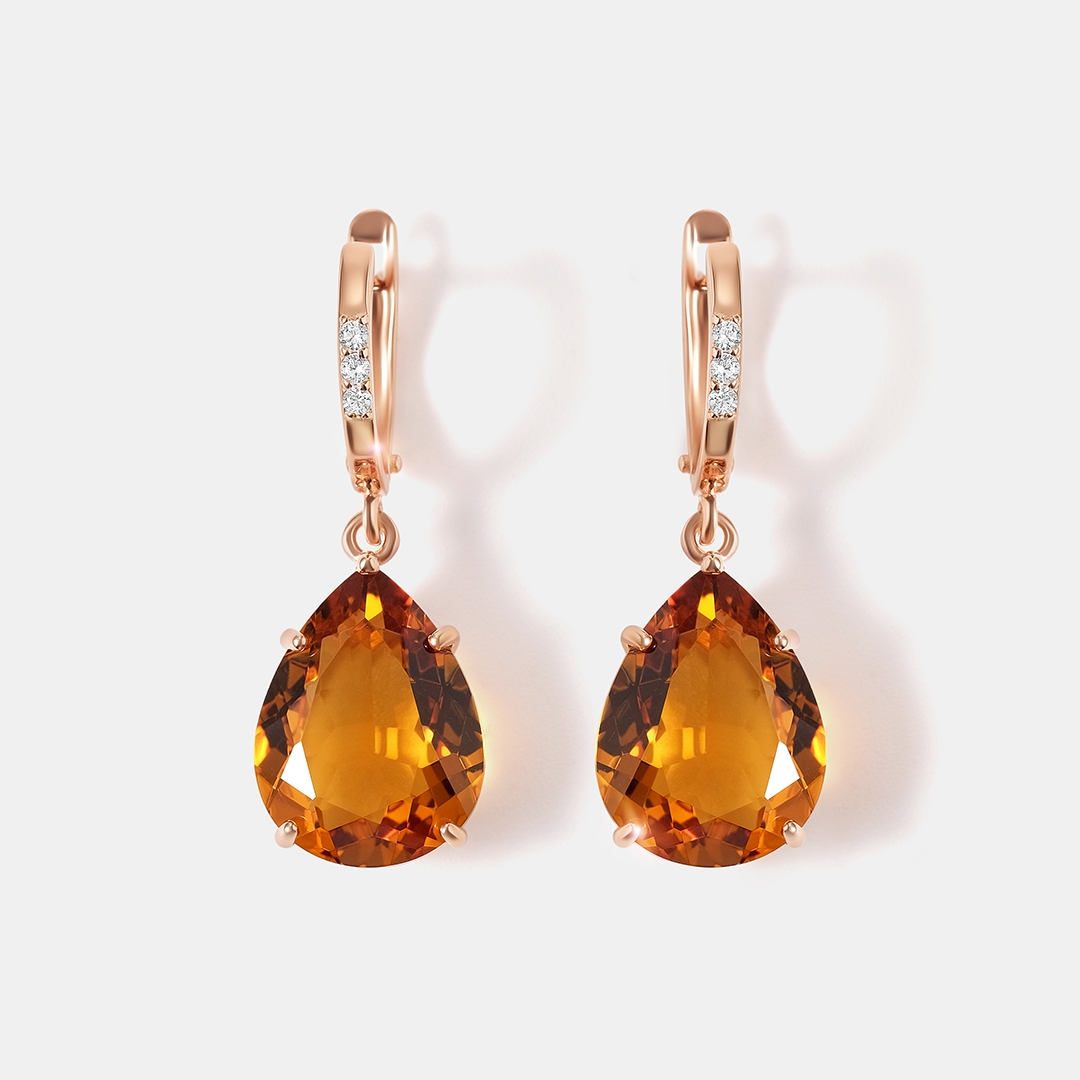 Серебряные серьги с цитринами