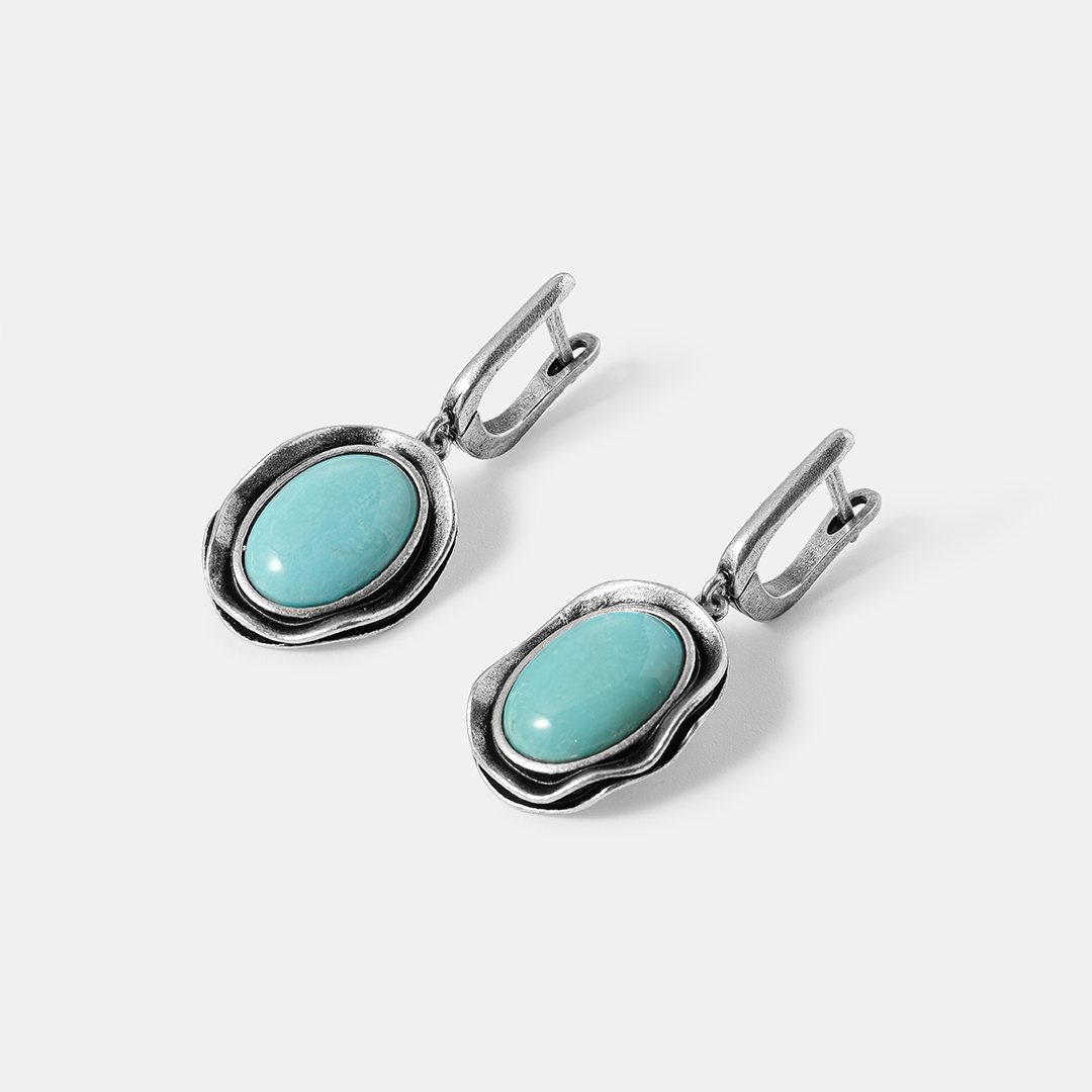 Серебряные серьги с бирюзой