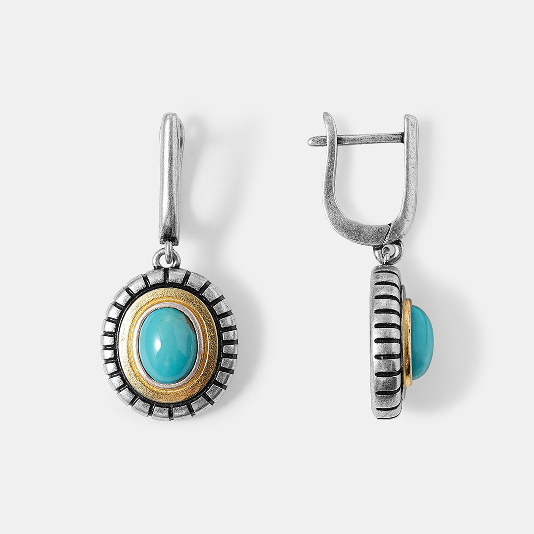 Серебряные серьги с бирюзой