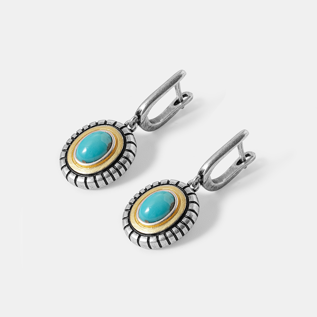 Серебряные серьги с бирюзой