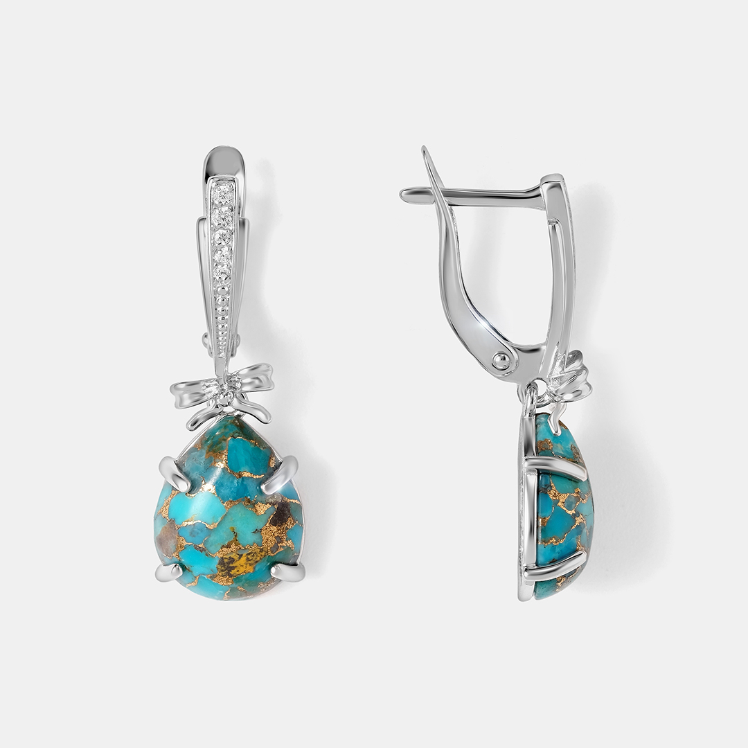Серебряные серьги с бирюзой