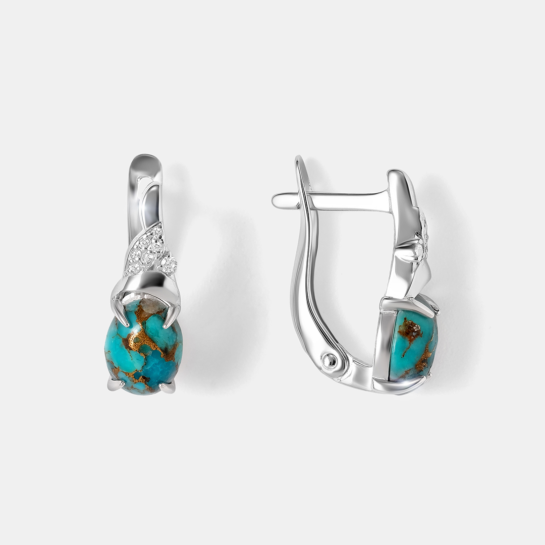 Серебряные серьги с бирюзой