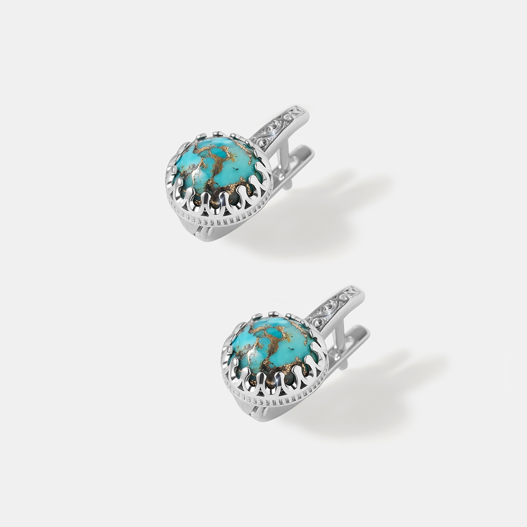 Серебряные серьги с бирюзой