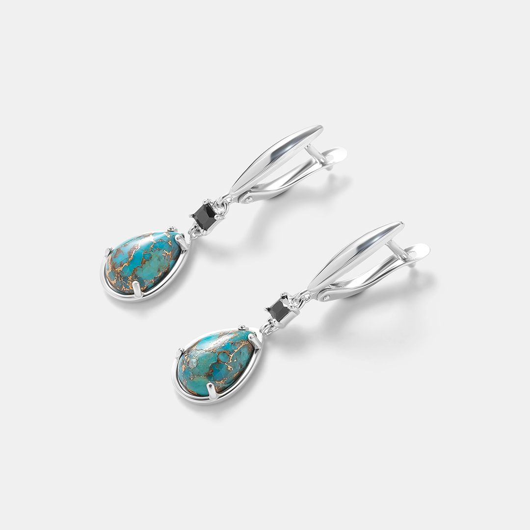 Серебряные серьги с бирюзой