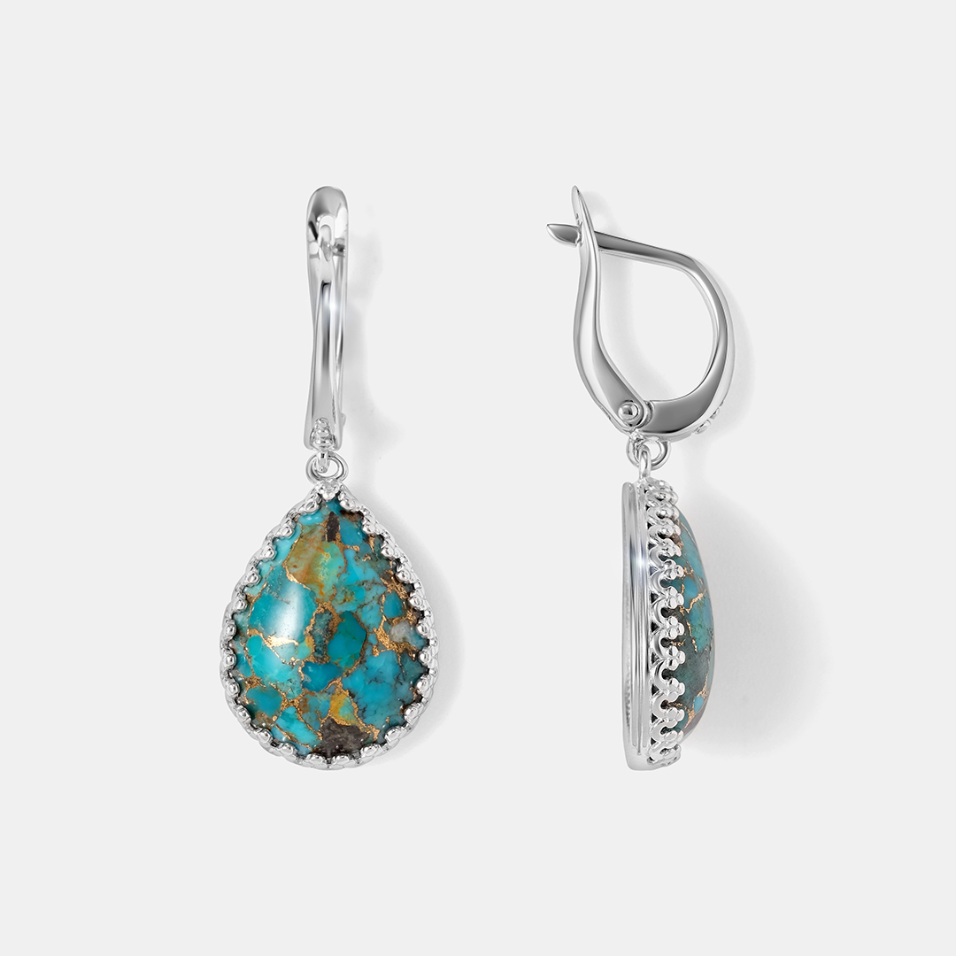 Серебряные серьги с бирюзой