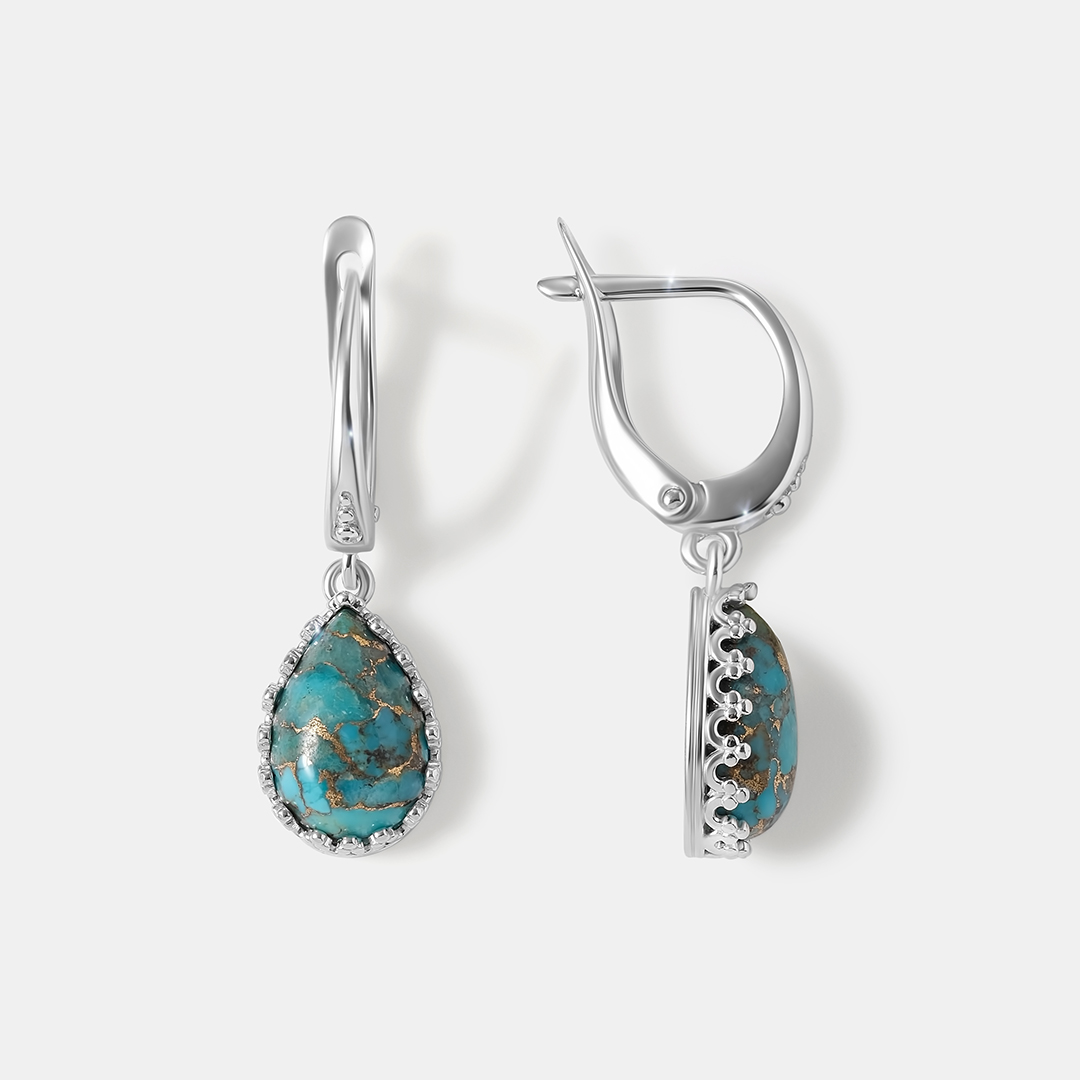 Серебряные серьги с бирюзой