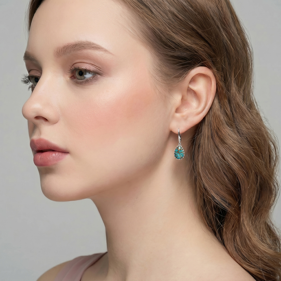 Серебряные серьги с бирюзой