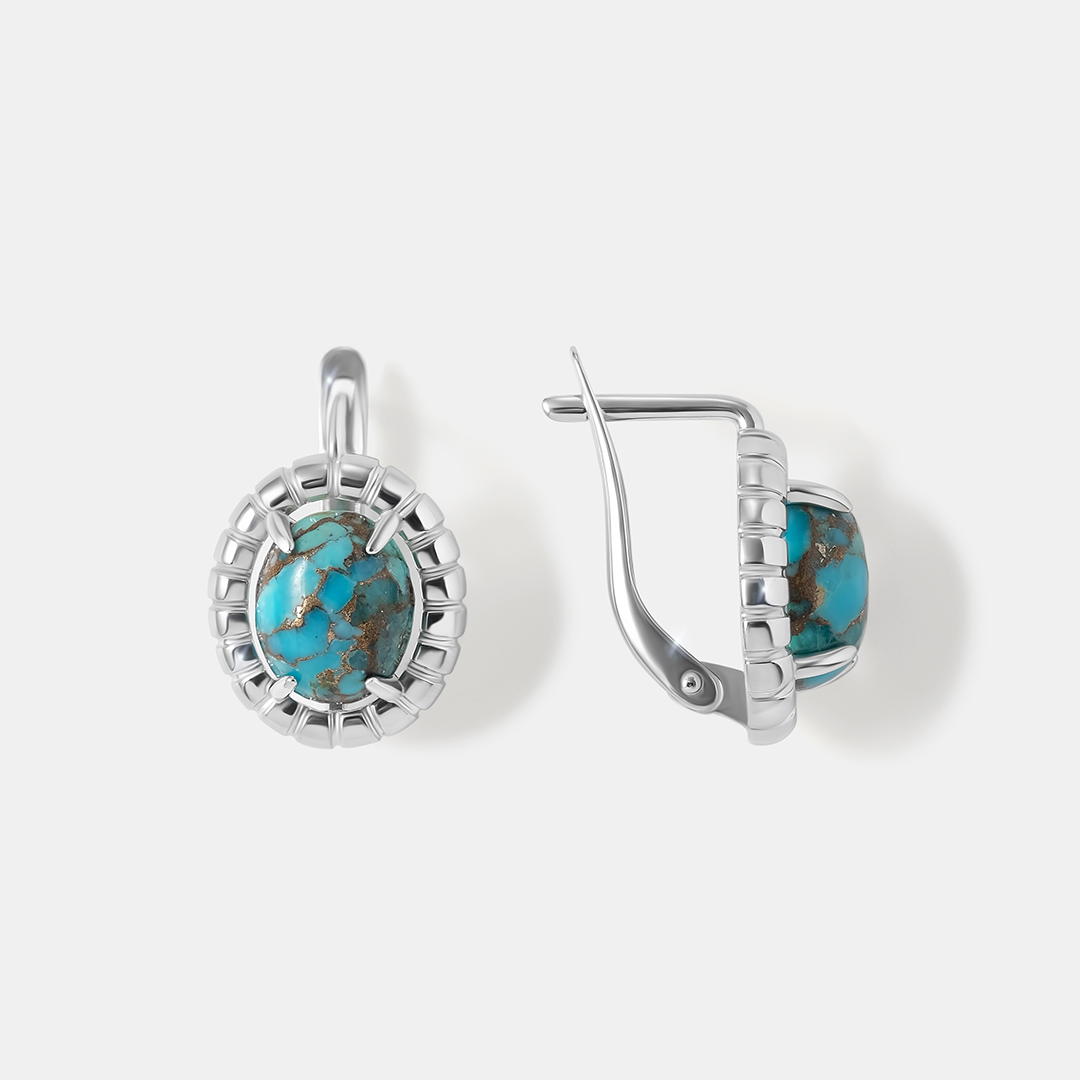 Серебряные серьги с бирюзой